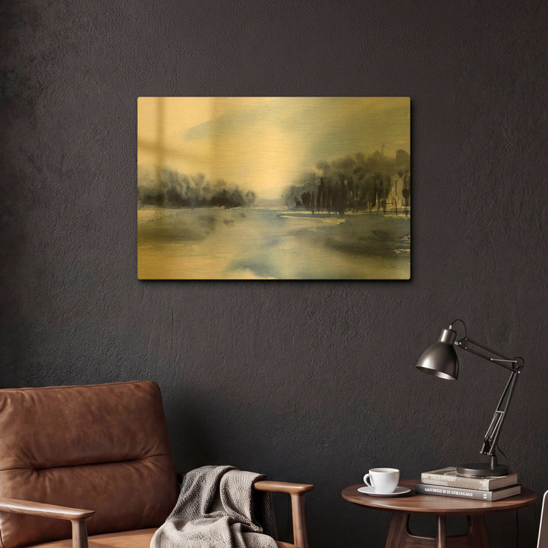 «Winter River» par Katrina Pete, art mural en métal doré, 24 po x 16 po, 24 po x 16 po