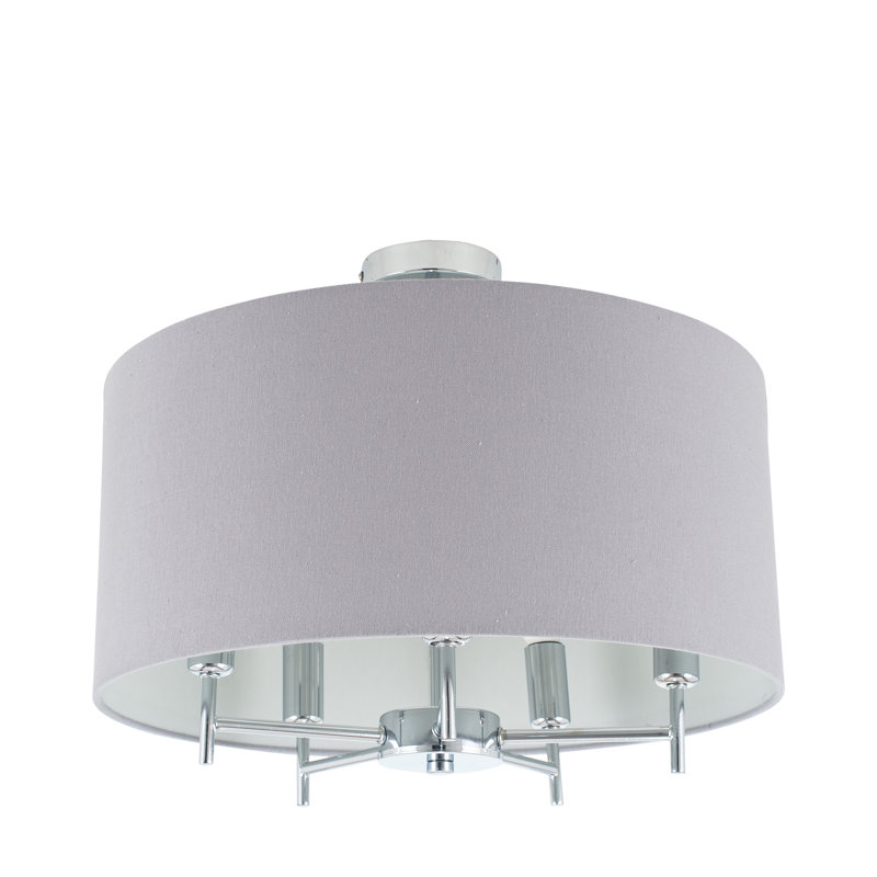 Broseley Fabric Semi Flush Mount, Chrome, Grey