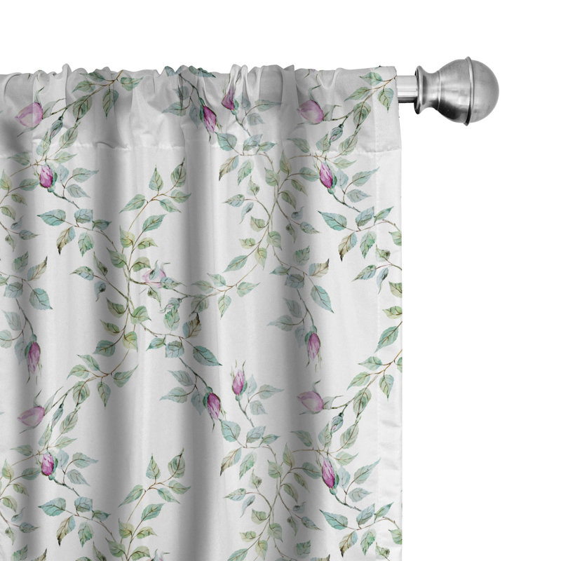 Floral Semi-Sheer Rod Pocket Curtain Panels, 28" x 63"