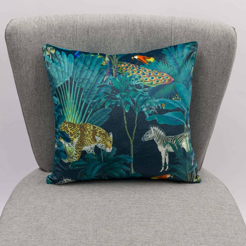 Blue Throw Cushion, 43x43cm, Feather filled