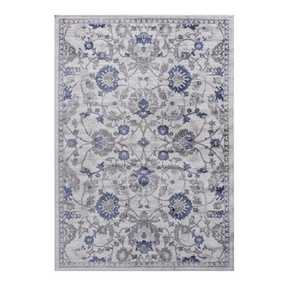 Stylish Loom & 5X7 Rug - Blue/Silver/, Non-Shedding, Stain For High-Traffic Areas, Bedroom, Dining Room Bedroom Floor Living Room,