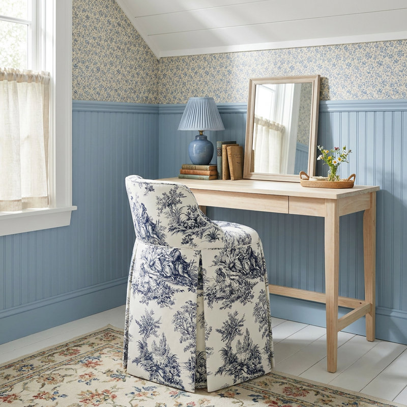Chaise de coiffeuse à jupe, Porcelaine Heritage