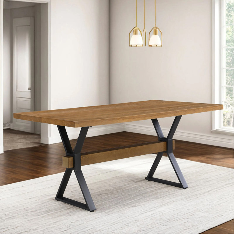 Table de salle à manger à pieds en X (brun), Brun