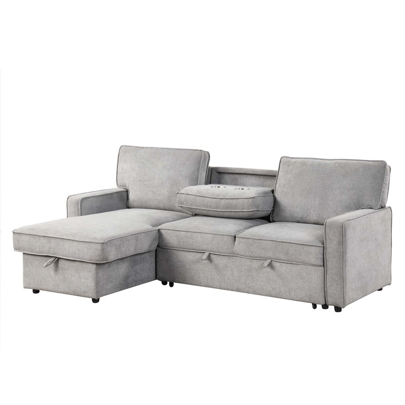 Canapé-lit modulaire Upholstery avec espace de rangement, port USB, 2 porte-gobelets sur les coussins de dossier
