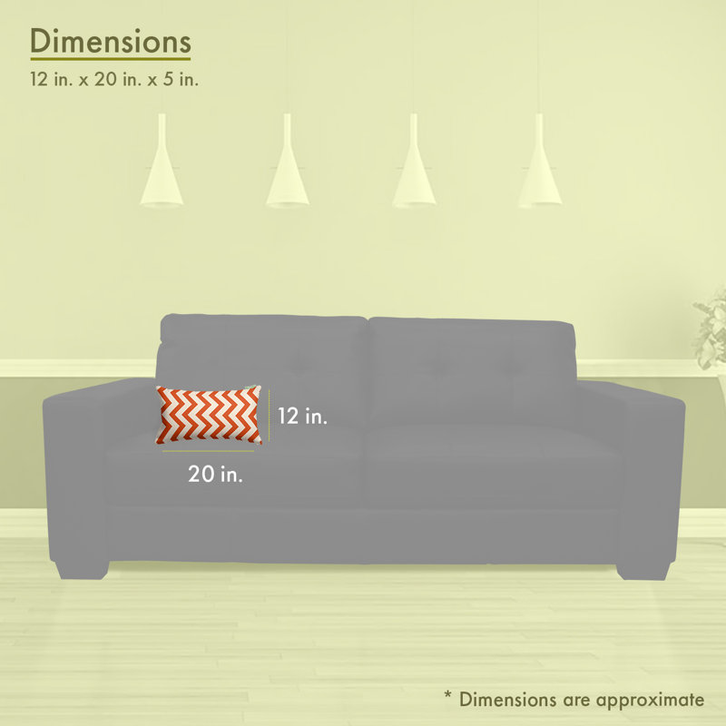 Burnt Orange Chevron Indoor/Outdoor Rectangular Throw Pillow