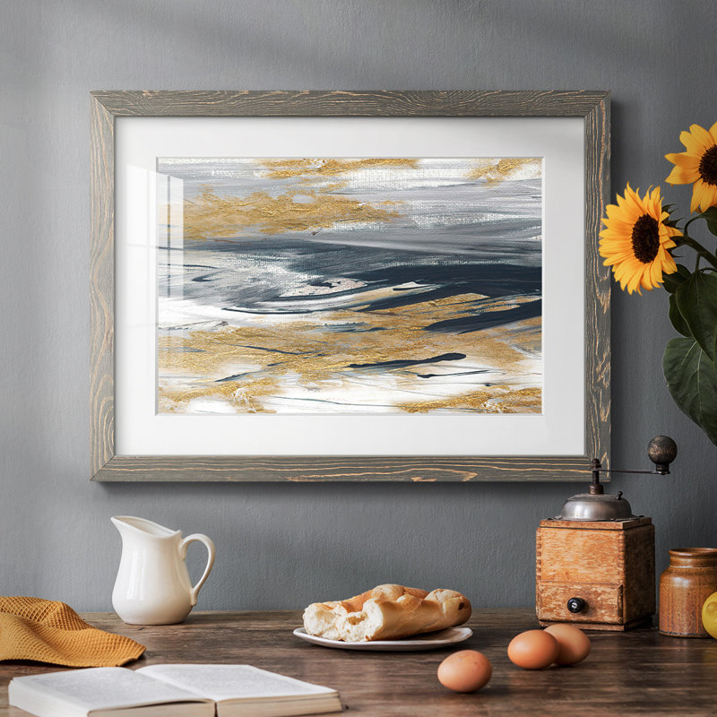 Tumultuous Navy Framed On Paper Print, Gris, H 26 po x l 38 po x P 1,5 po