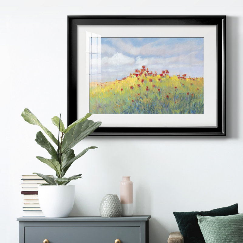 Summer Breeze Meadow II - peinture encadrée, Noir, H 30,5 po x l 42,5 po x P 1 po, Blanc