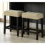Table de salle à manger 3 pièces - Coussins de tabouret, rectangulaire, rustique, plateau de table gris-beige, 2 tabourets