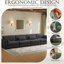 Maelina 4 - Piece Upholstered Grey Corduroy Modular Sectional Sofa with Pillow Back and Solid Wood Legs-652754629-652754630