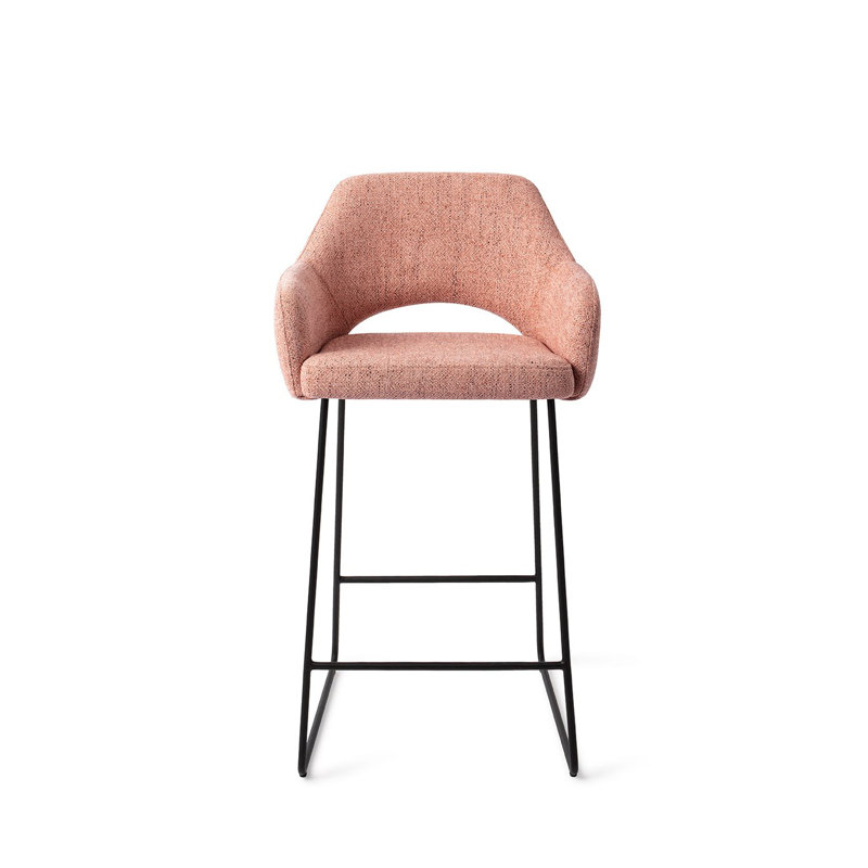 Nithsdale Upholstered Counter Stool with Metal Frame, 65cm , Pink