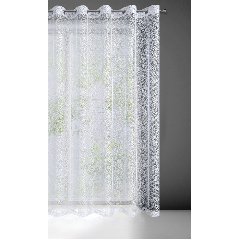 Kashius Sheer Curtain Single Panel, White, 250cm H x 300cm W