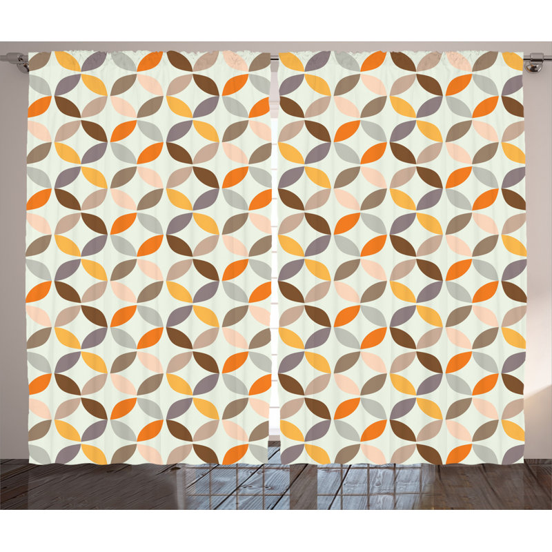 Fayston Spherical Opposite Angled Cyclic Decor Semi-Sheer Rod Pocket Curtain Panels, 54" W x 84" L