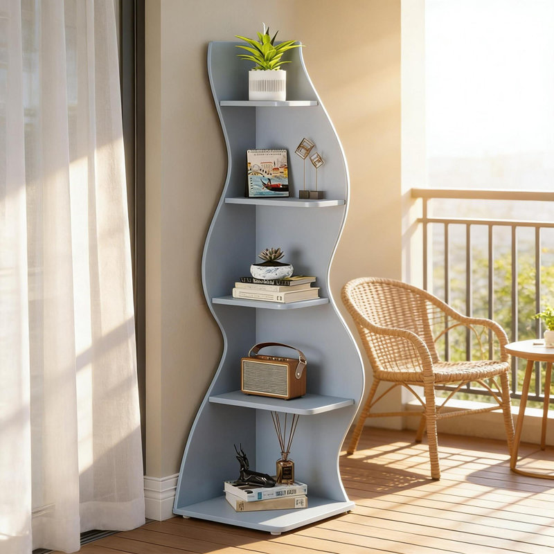 Bibliothèques spacieuses en bois, design bleu moderne pour la maison et le bureau