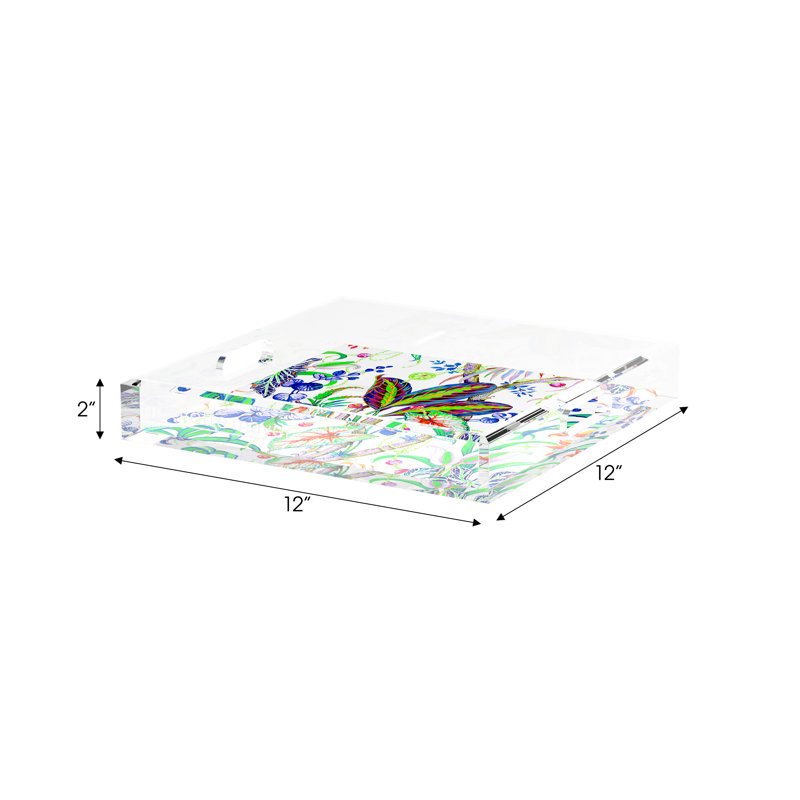 Amazonia Acrylic Square Decorative Tray, Classic, 12"W x 12"D x 2"H