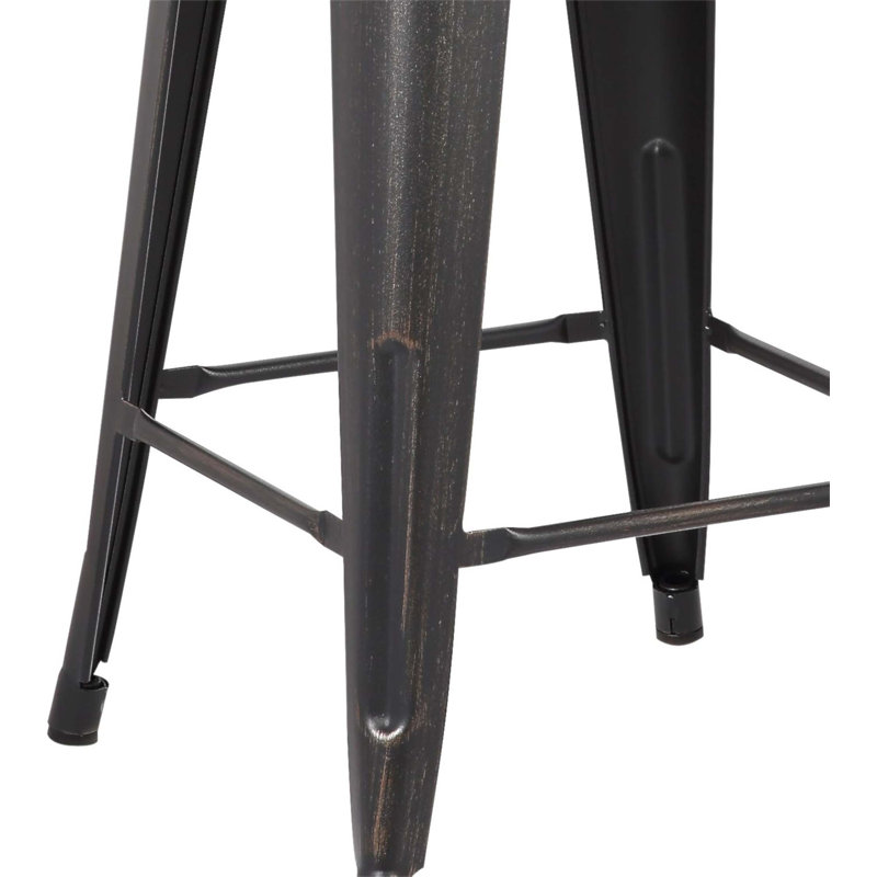 Tabourets de bar rustiques en métal de style industriel sans dossier, empilables et peu encombrants avec 4 pieds