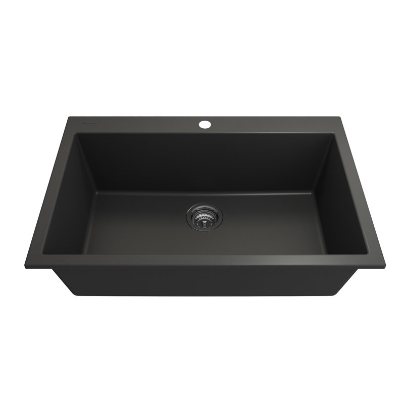 Campino 33'' L Single Basin Kitchen Sink, Matte Black