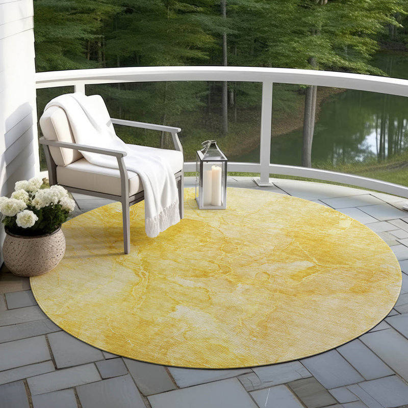 Karsyn Flatweave Washable Abstract Indoor / Outdoor Rug, Round 8'