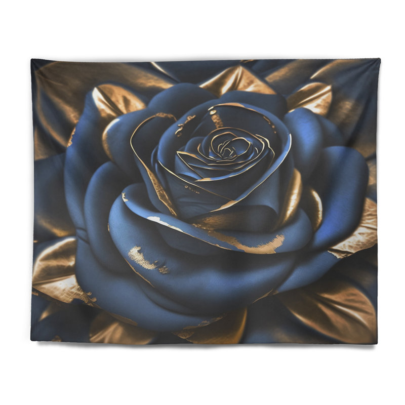 Tapisserie rose polyester en polyester bleu roi II, H 32 po x l 39 po