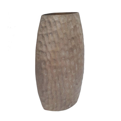 8.5X5x14.5" Tapered Aluminum Vase With Textured Chocolate Brown Finish