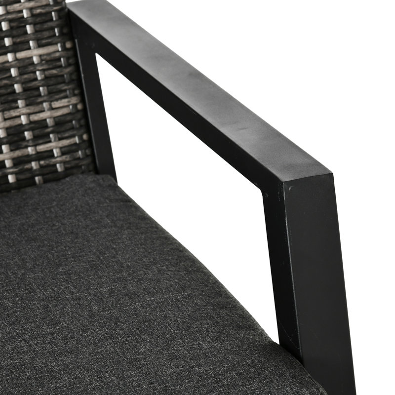 Ensemble de mobilier de patio 4 pièces comprenant 2 fauteuils et une table basse, idéal pour se détendre au bord de la piscine, noir, adapté à la détente en extérieur.