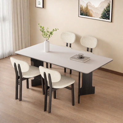 Rectangular light luxury solid wood table set