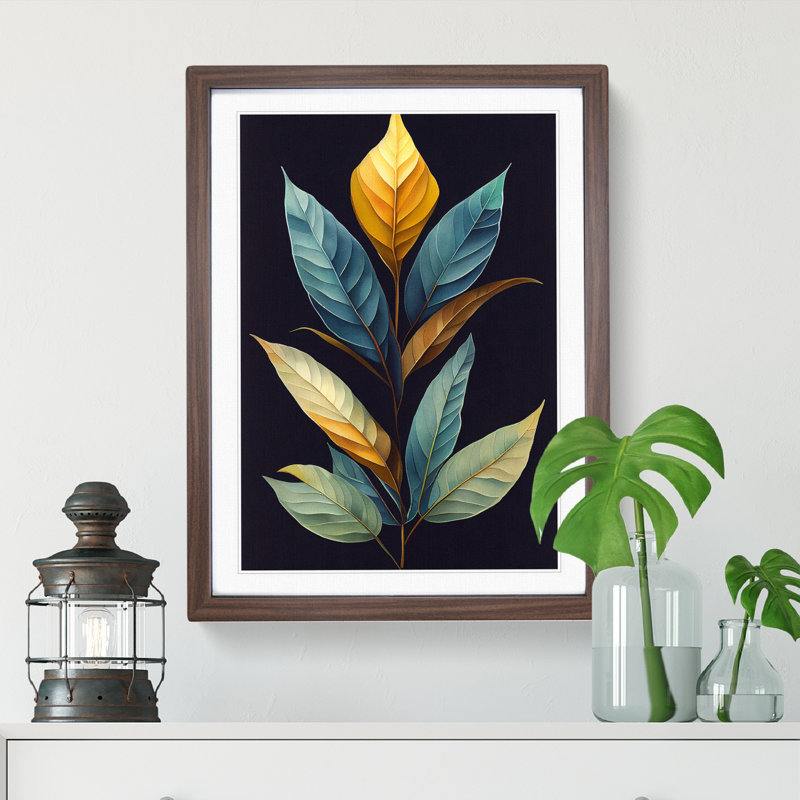 Unbelievable Leaves - Wall Art, 48cm H x 36cm W, Walnut Framed Paper, White