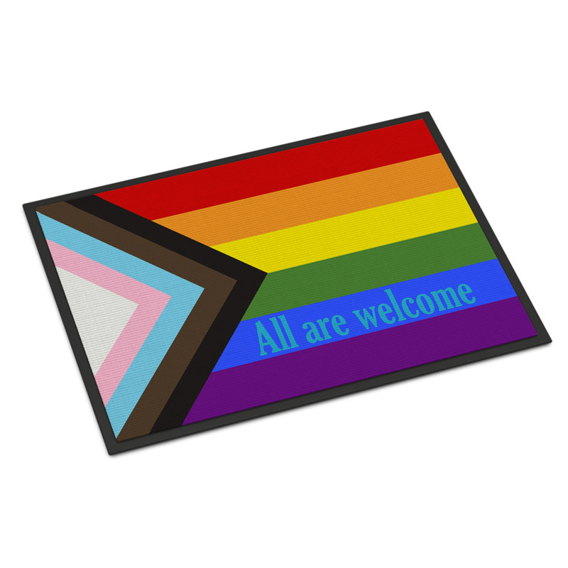Tapis de porte USA Gay Pride, l 18 po x L 27 po, Fierté gay fierté progrès tous sont les bienven