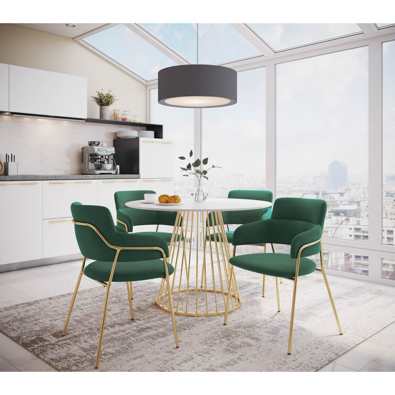 Naledi Velvet Upholstered Dining Chairs, Green