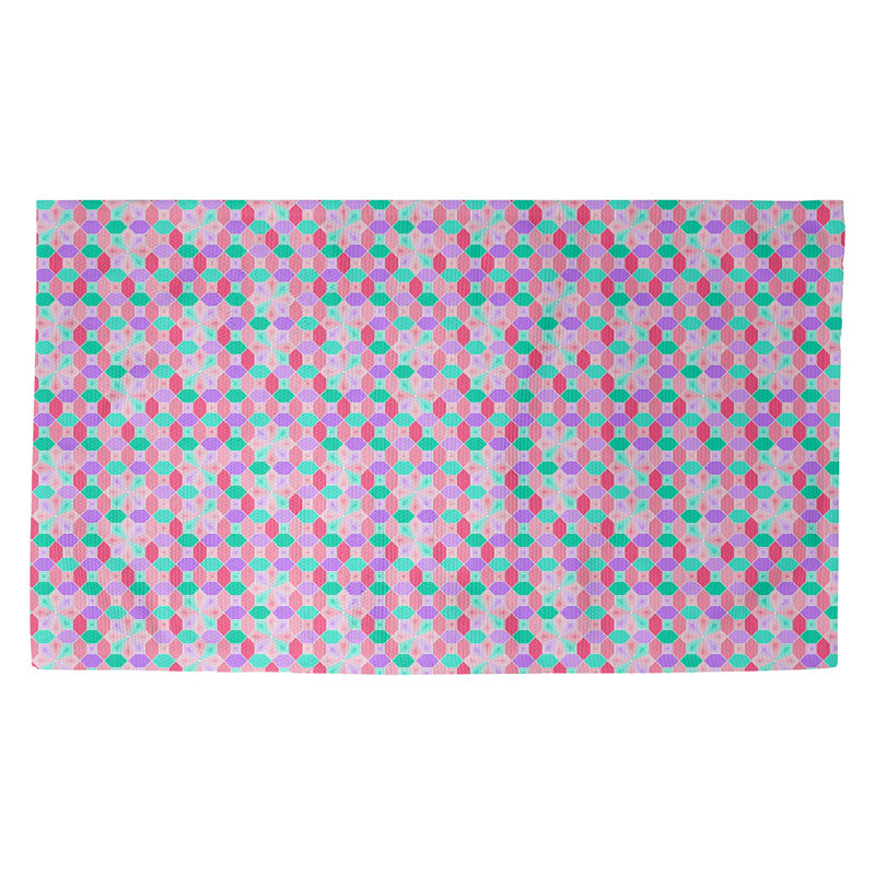 Tapis d'entrée antidérapant Avicia, Rectangle 2 pi 1 1/2 po x 3 pi 6 po, Vert foncé / mauve