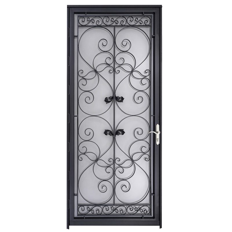 Porte de sécurité en acier de luxe gris Grisham, Noir mat, Gauche