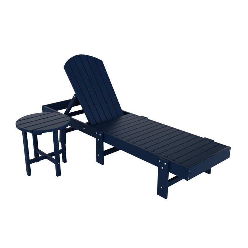Altura Outdoor Chaise Lounge with Table, Navy Blue