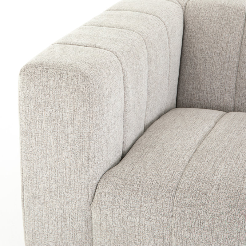 Chaise longue rembourrée Bowry, Light Grey Napa Sandstone, Accoudoir à droite (vu de face)