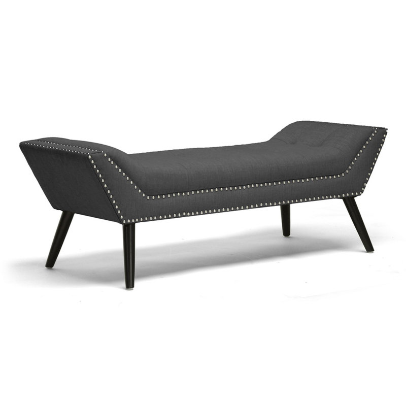 Banc en faux cuir Shanklin, H 17,75 po x l 47 po x P 19 po, Gris