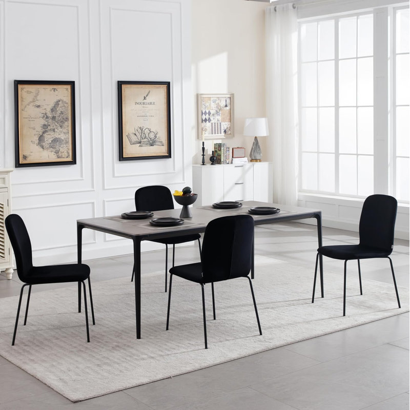 Nyeem 46.5cm H Velvet Upholstered Side Chair, Black