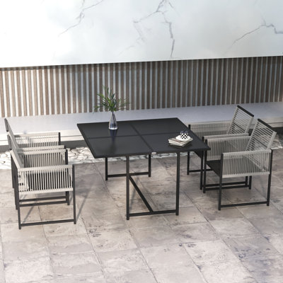 Square 5 - Piece 4 - People 120Cm L Outdoor Table Set