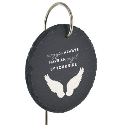 Branyah Wings Angel by Your Side Circle Slate Marker Memorial Plaque