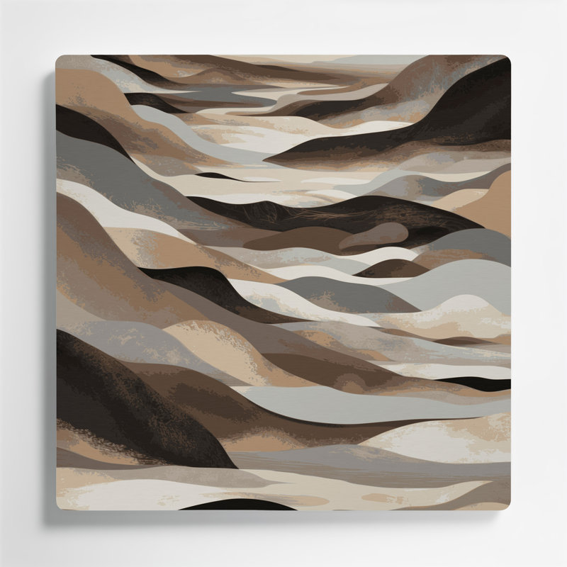 Abstrait paysage 81, art mural gris en métal, H 12 po x l 12 po