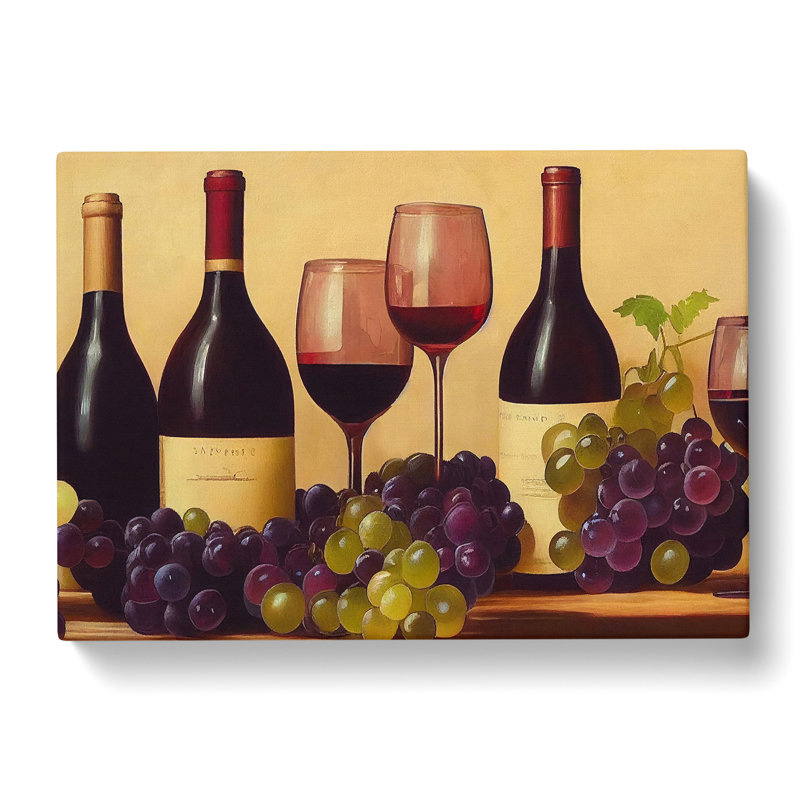 Wine Bottle Painting - Wrapped Canvas