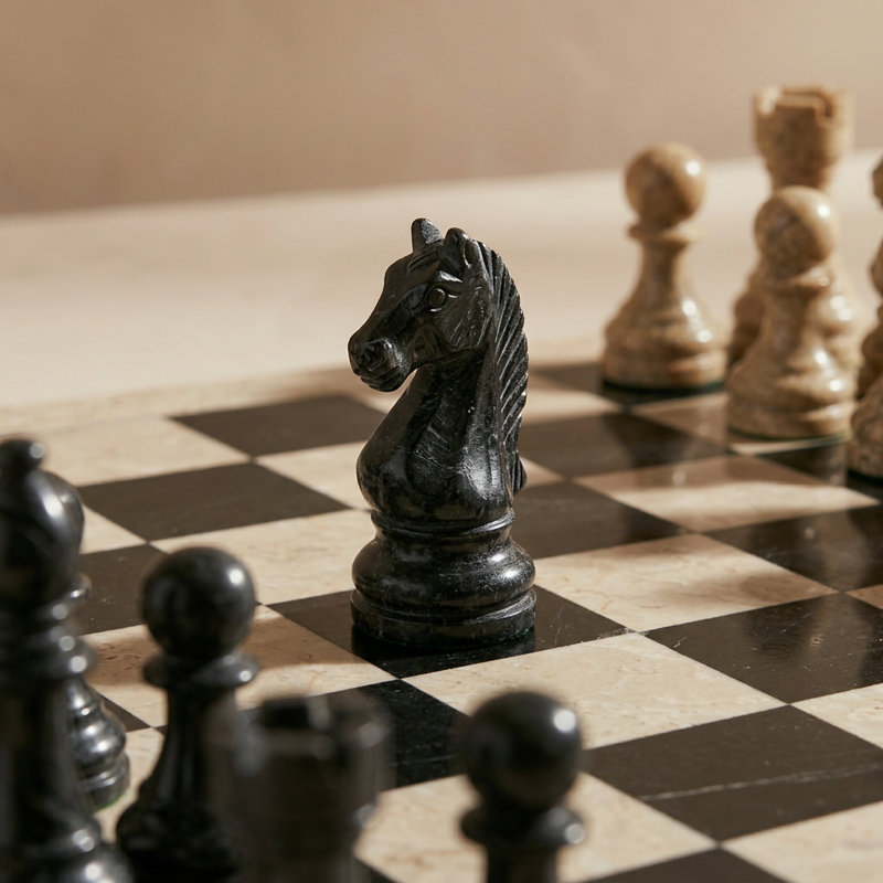 Jeu d'échecs en marbre fait main de 40 cm (16 pouces) - Jeu d'échecs de luxe en marbre grand format avec cadeau élégant