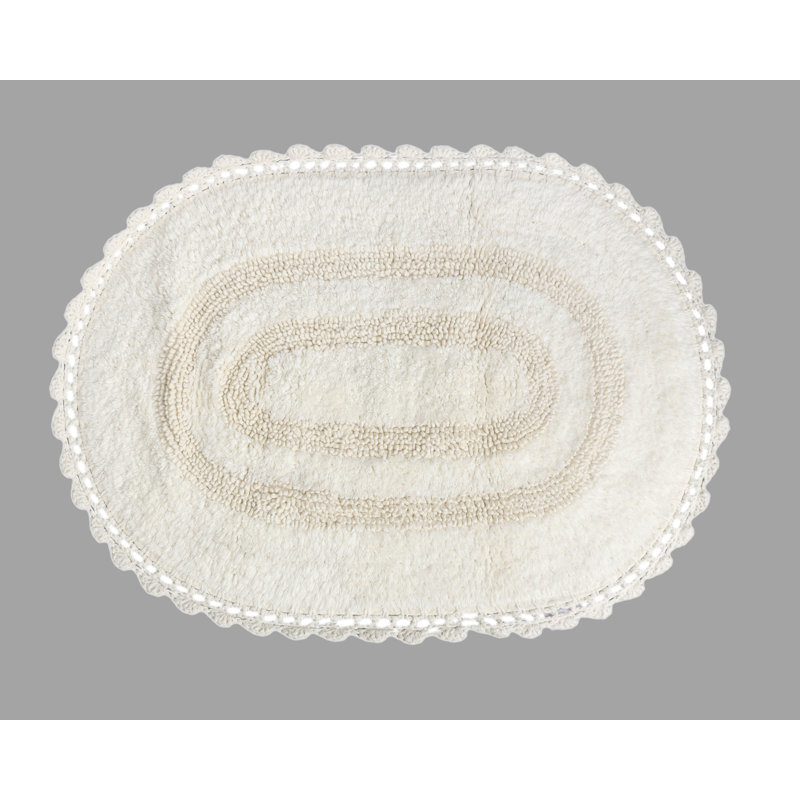 Akiera Luna Crescent Bath Rug Non skid, Ivory