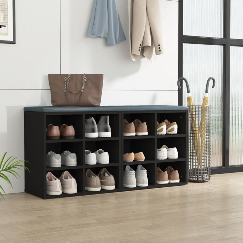 12 Pair Flip Down Shoe Storage, Black