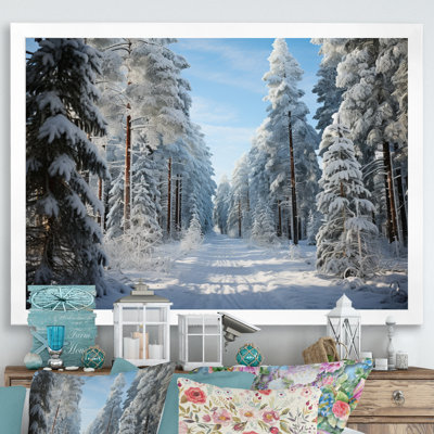 Winter Snowy Evergreen III - Winter Landscape Framed Prints