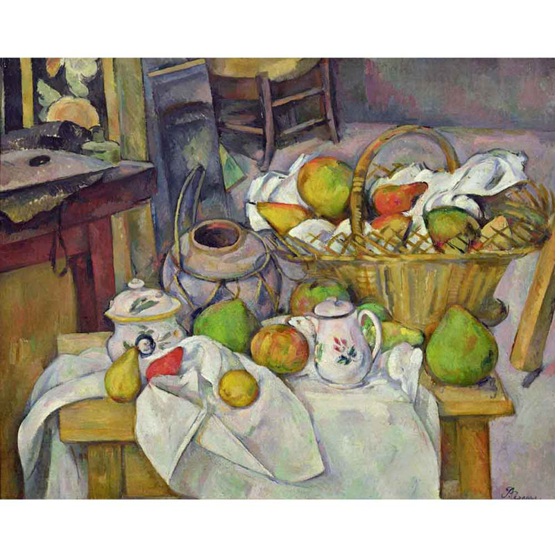 Adhésif décoratif nature morte avec panier Cezanne, H 19 po x l 24 po