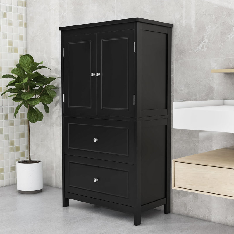 Armoire de salle de bain autoportante Beaucet, Noir, noir, noir, noir