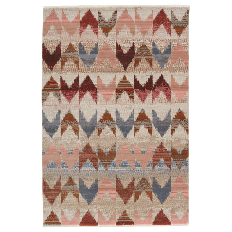 Tapis rose à chevrons Sanaa, Rectangle 9 pi 6 po x 12 pi 7 po