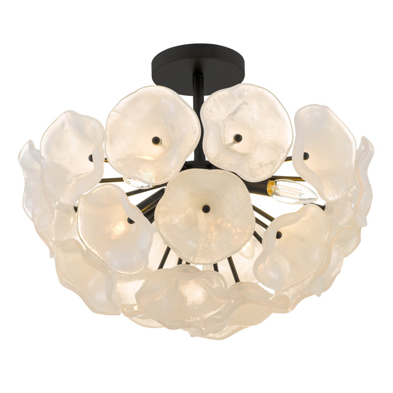 Plafonnier semi-encastré noir mat 4 lumières Audrey