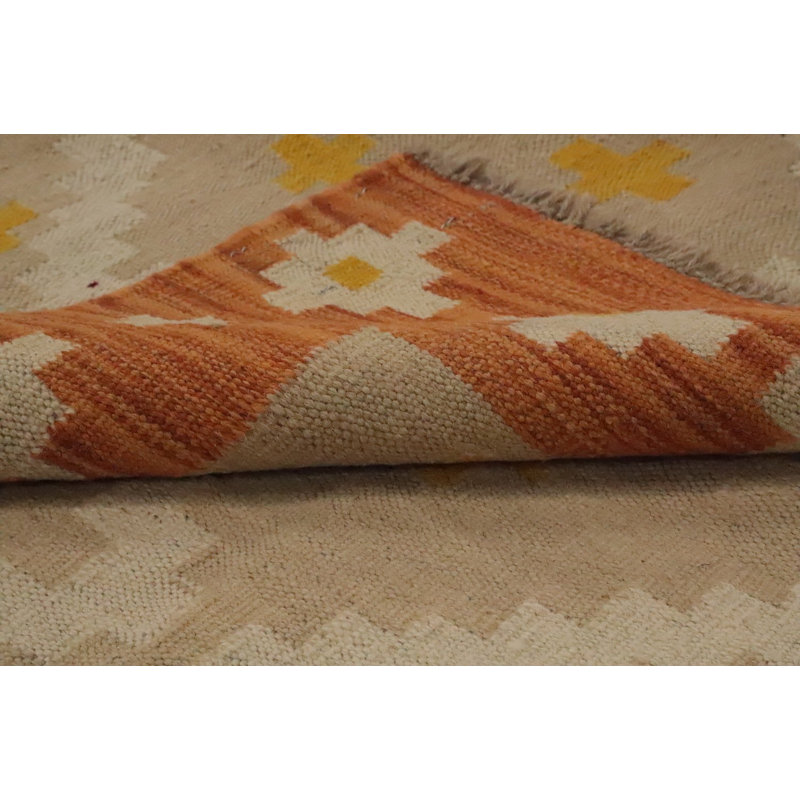 Tapis géométrique à tissage plat kilim 5 x 7