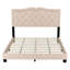 Lit moderne grand format, revêtu de velours beige avec tête de lit et rivets, et stable, velours de lit sans sommier, décoration, stable, nécessaire