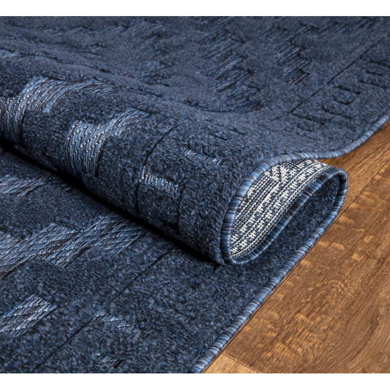 Avon Rug Blue Large Area Rug, Non Slip Hallway Runner, Soft Carpet Door Mat for Living Room, Bedroom & Kitchen