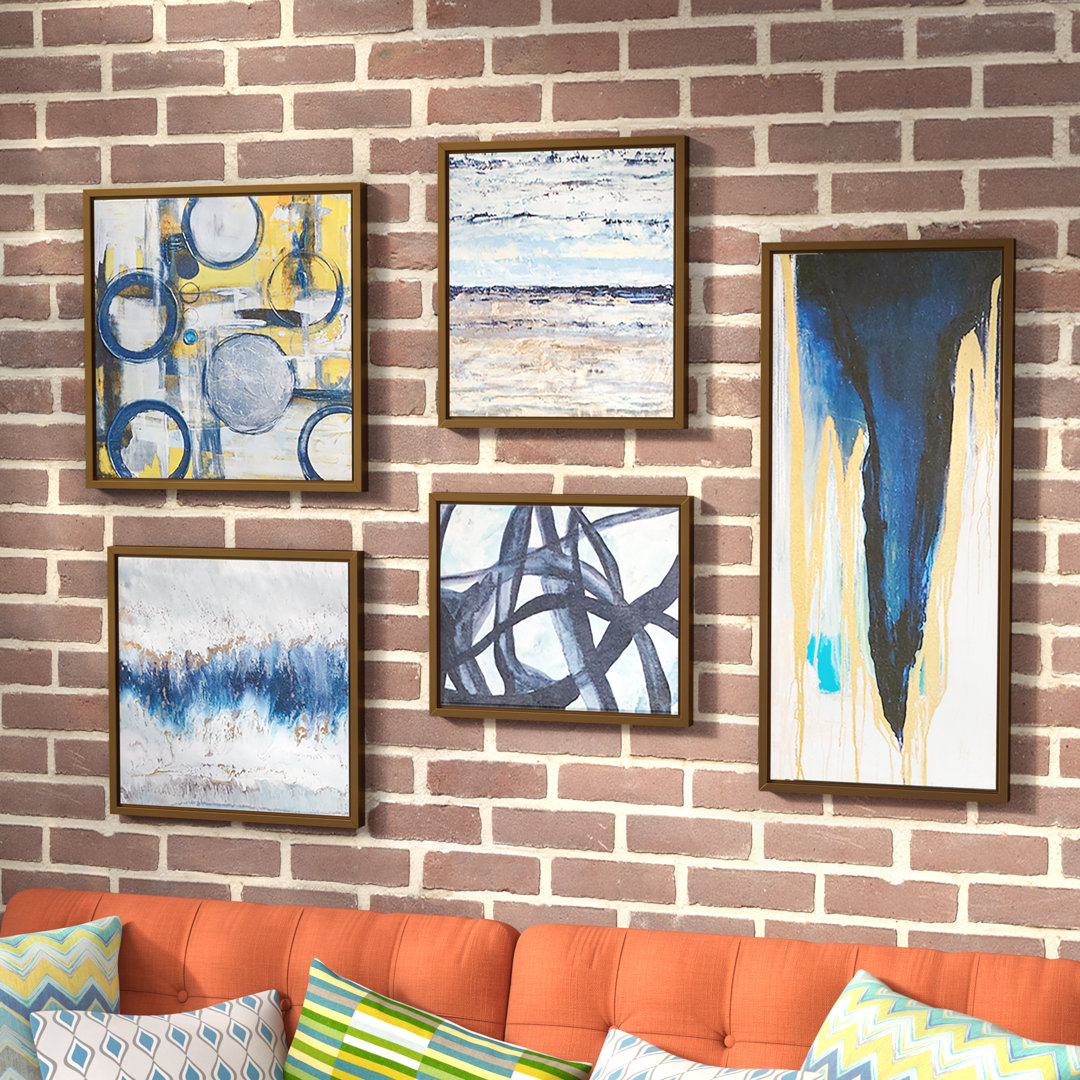 Fohoren Blue Bliss Abstract 5-piece Gallery Framed Canvas Wall Art Set Wade Logan®